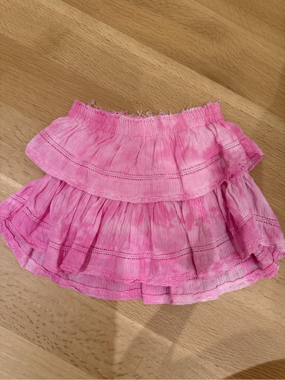 Love Shack Fancy Pink Tiered Ruffle Women's Skirt